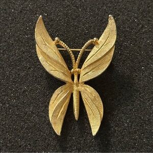 Elegant BSK Gold-tone Butterfly Brooch
